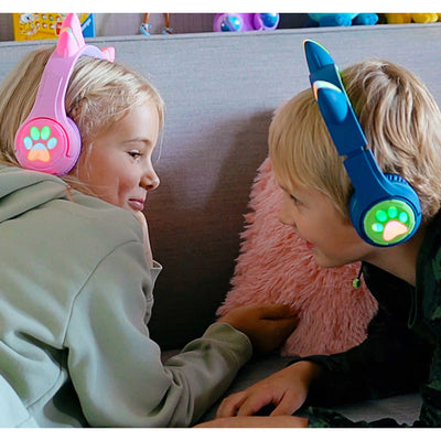 Riwbox Kids Bluetooth Headphones CF9 Robot Cat Ear Headphones With LED Light Boom Mic&Built-in Mic