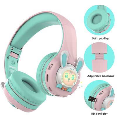Riwbox Rabbit RB-7S Bluetooth Headphones With LED For Kids