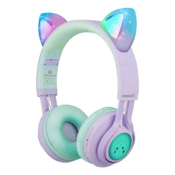 Riwbox CT-7S Cat Ear Bluetooth Headphones With LED For Kids