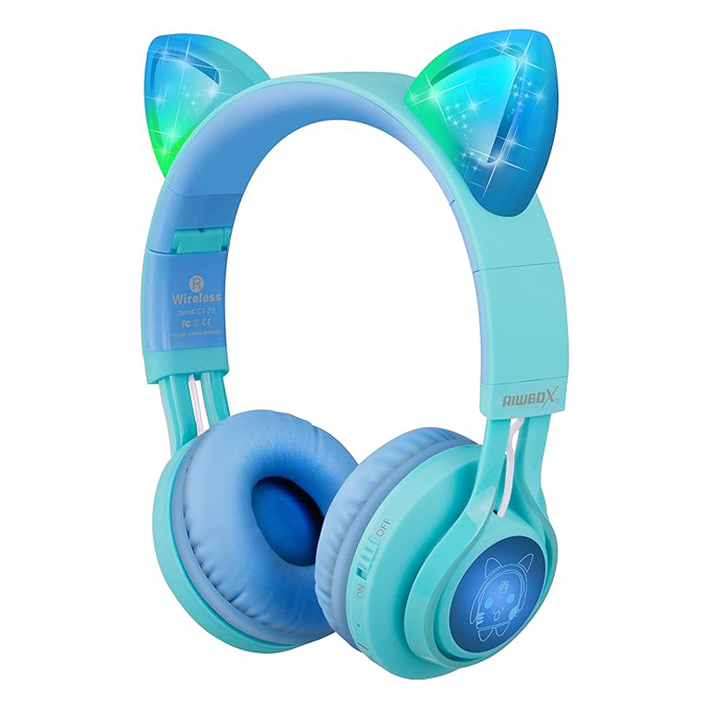 Riwbox CT-7S Cat Ear Bluetooth Headphones With LED For Kids