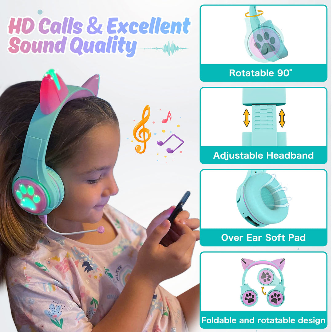 れむ　effort4 type-B Rainbow95 2BA Amazon.com: Riwbox CF9 Cat Ear Kids Bluetooth Headphones
